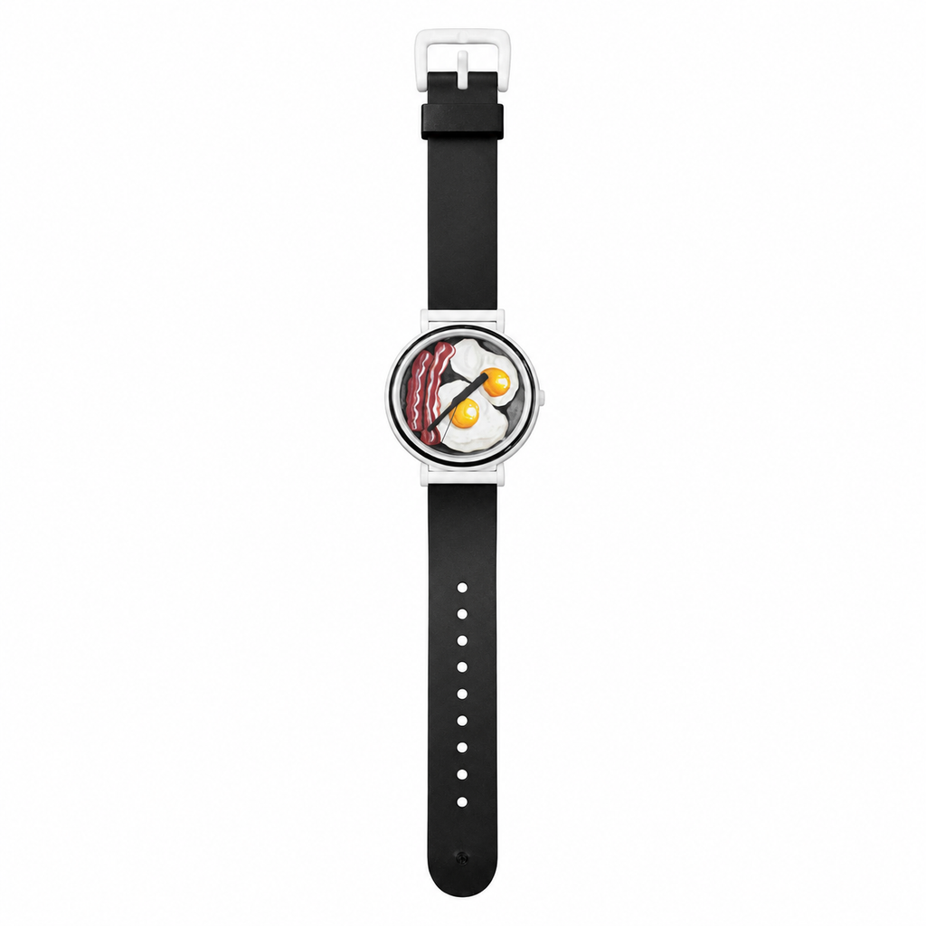 Vintage Bacon & Eggs Breakfast Novelty Quartz Watch - Battery Required