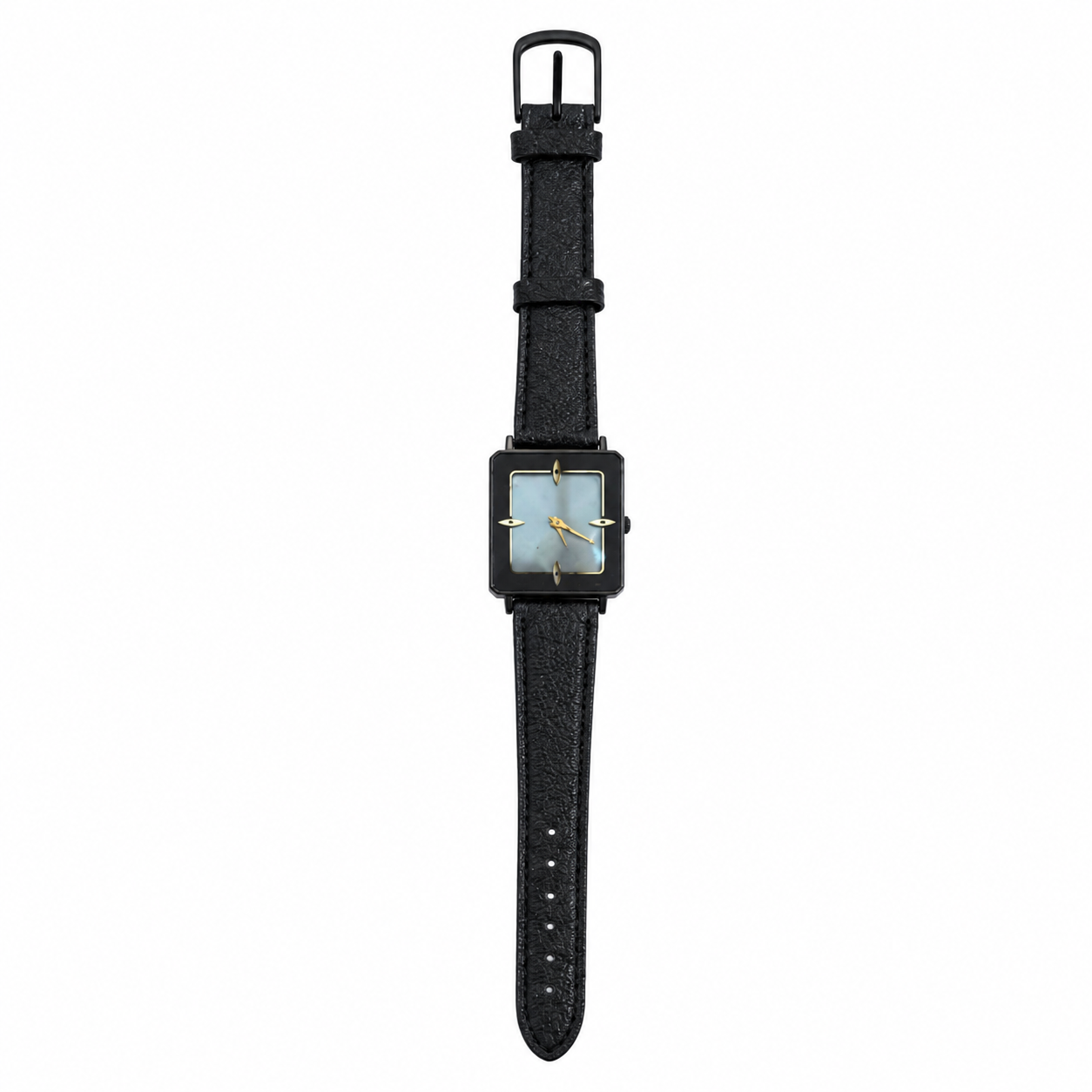 Vintage Rectangular Black & Gold-Tone Minimalist Quartz Watch - Battery Required