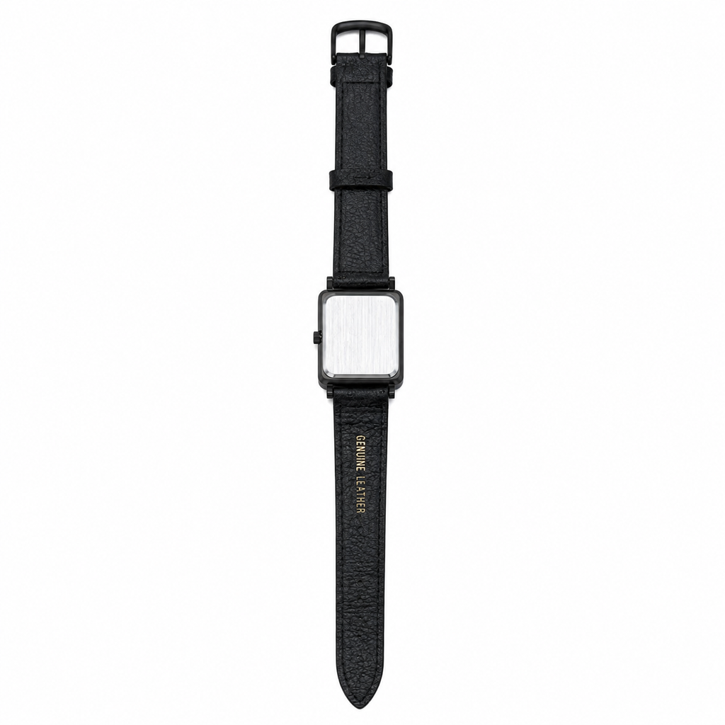 Vintage Rectangular Black & Gold-Tone Minimalist Quartz Watch - Battery Required