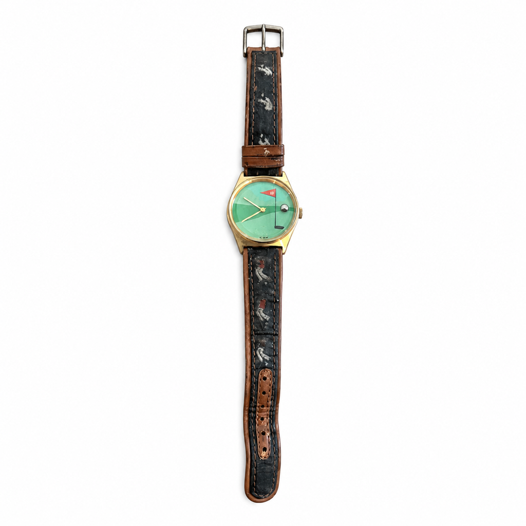 Vintage Golf Putting Green Novelty Quartz Watch with Brown - Battery Required