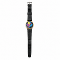 Vintage Colorful Abstract Art Dial Quartz Watch with Black - Battery Required