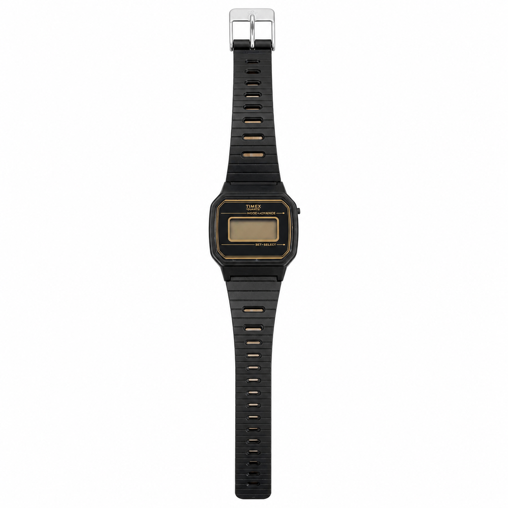 Vintage Timex Quartz Black Digital Resin Strap Wristwatch - Battery Required