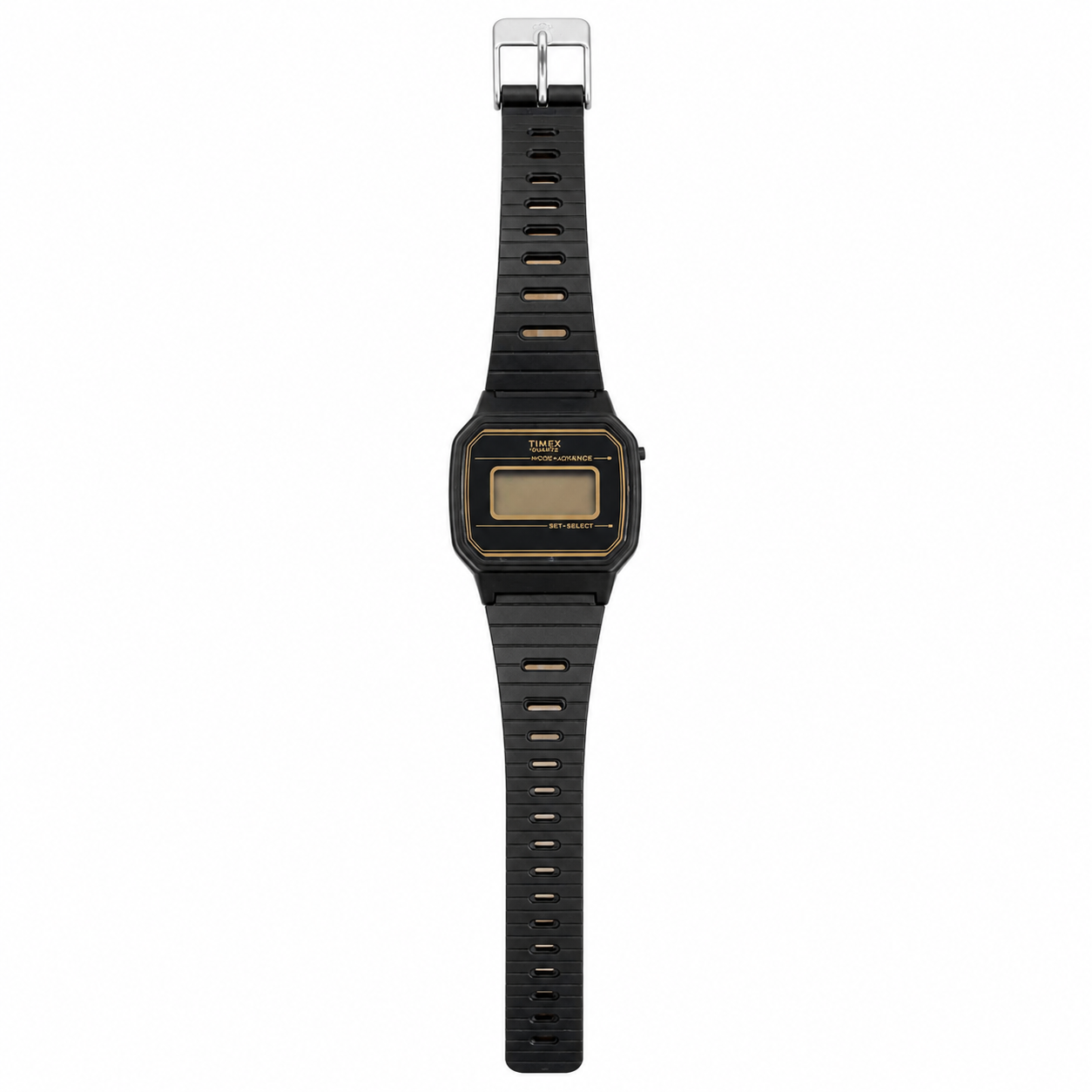 Vintage Timex Quartz Black Digital Resin Strap Wristwatch - Battery Required