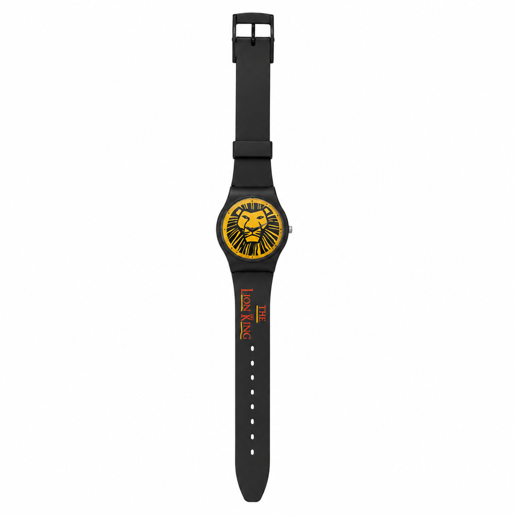 Vintage The Lion King Lion Face Quartz Black Strap Wristwatch - Battery Required