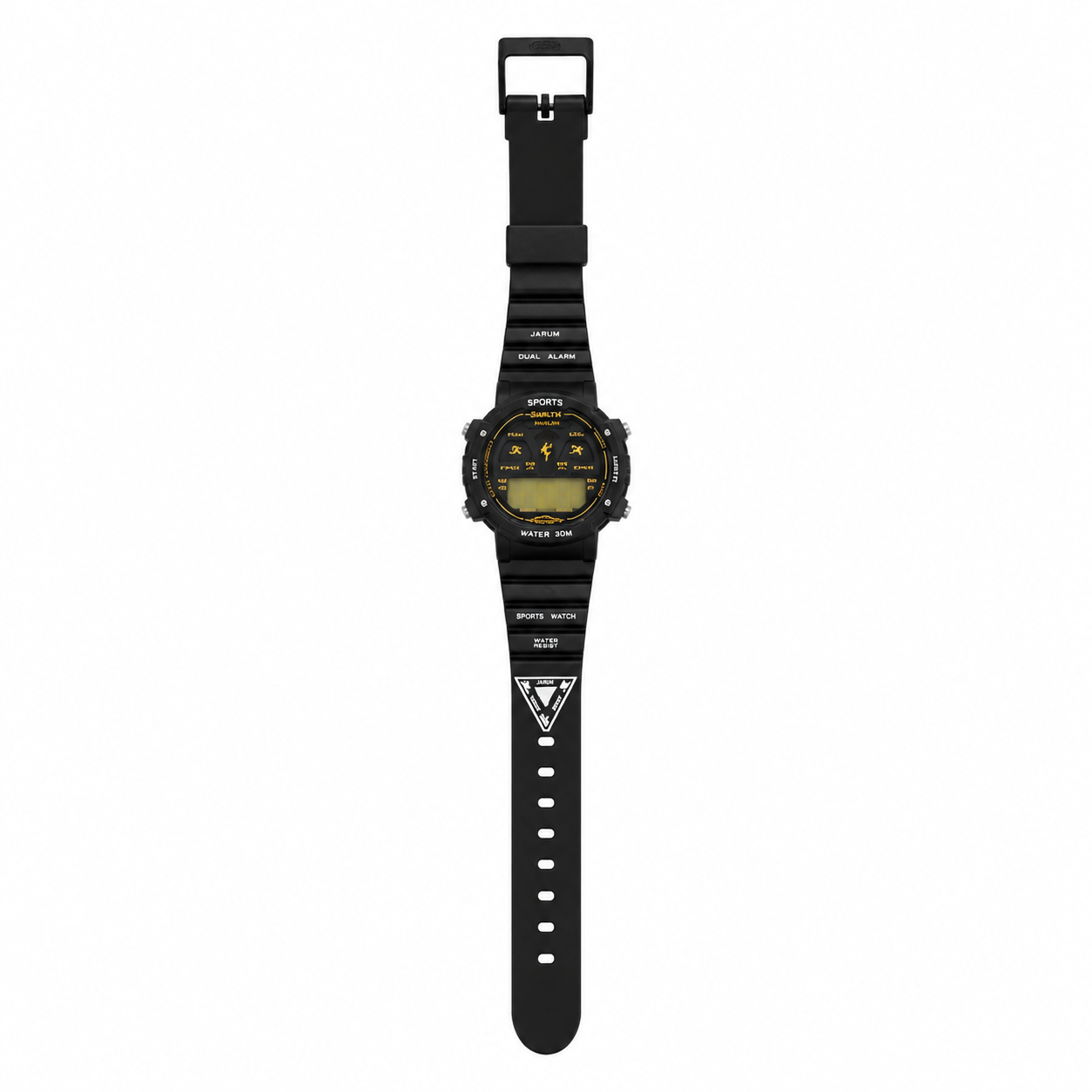 Vintage JARUM Analog-Digital Black Resin World Time Sports - Battery Required