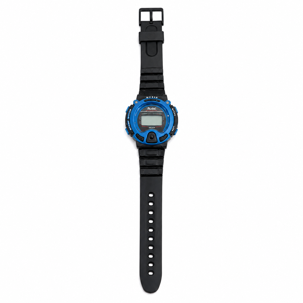 Vintage Audel Blue & Black Digital Sports Wristwatch - Battery Required