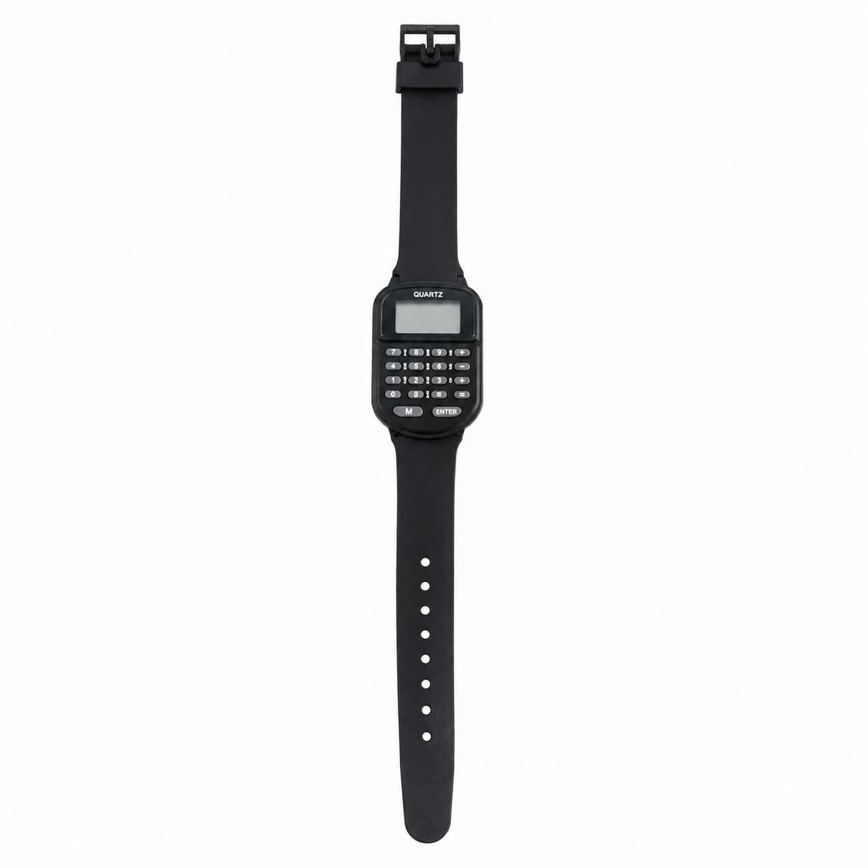 Vintage Black Quartz Digital Calculator Wristwatch - Battery Required
