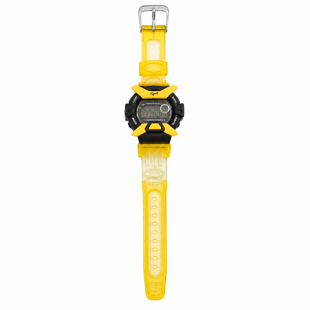 VINTAGE Yellow Translucent Digital Sports Chronograph Watch - Battery Required