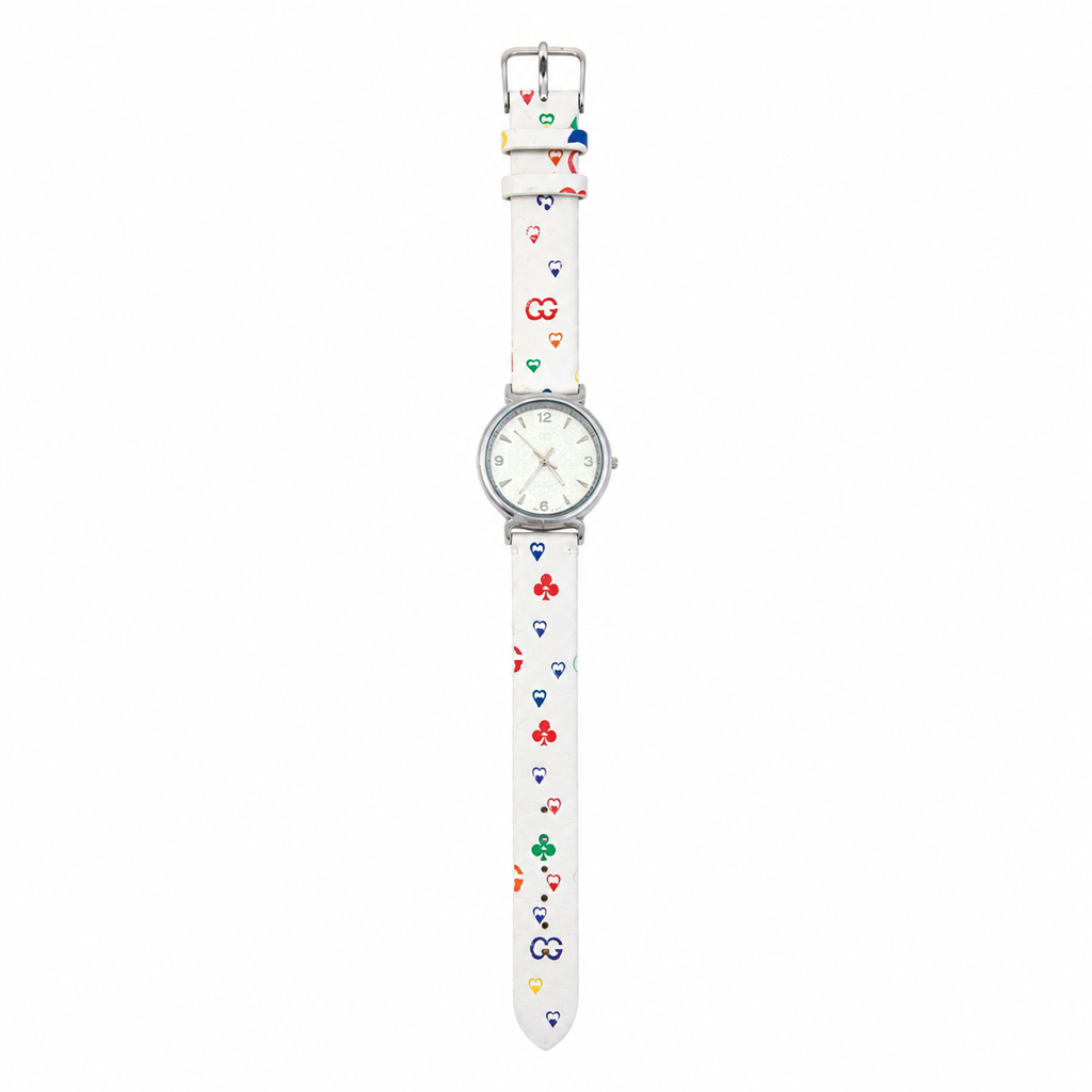 Vintage Playing Card Suit Print Quartz Wristwatch - Battery Required