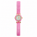 Vintage Pink Stretch Band Quartz Analog Wristwatch - Battery Required