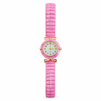 Vintage Pink Stretch Band Quartz Analog Wristwatch - Battery Required