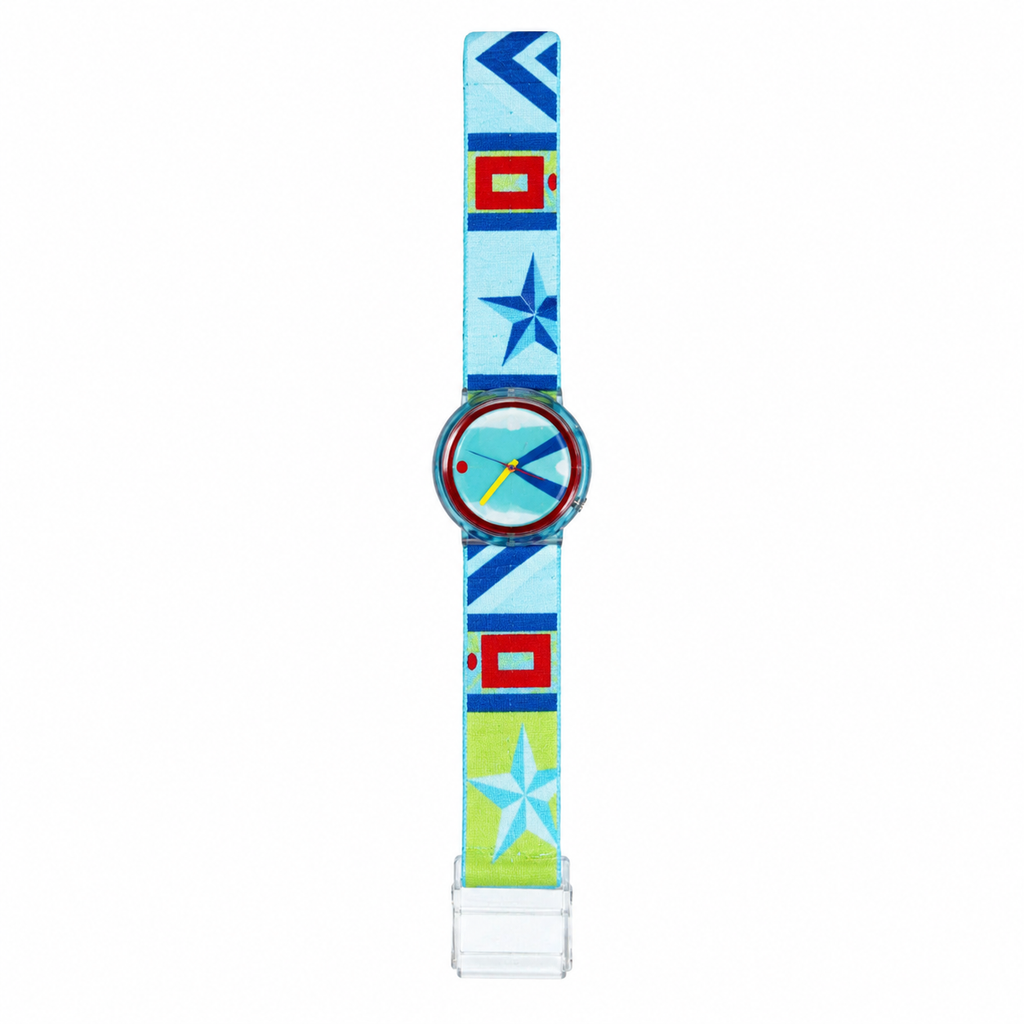 Vintage Colorful Geometric Fabric Strap Quartz Wristwatch - Battery Required