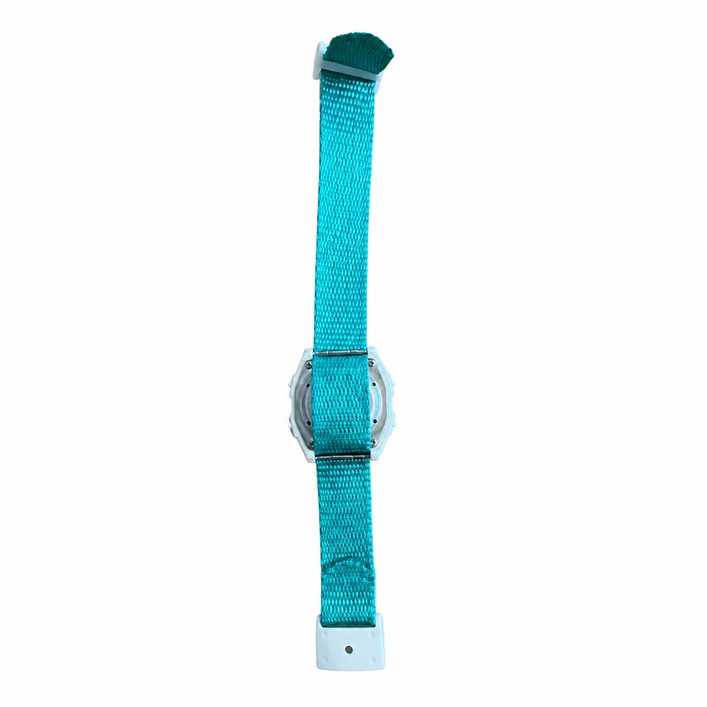 Vintage Aqua Fabric Strap Digital Sports Wristwatch - Battery Required