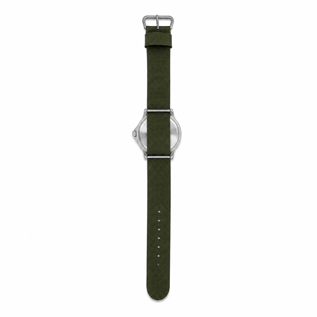 Vintage Military Quartz Field Watch with Day-Date & Olive - Battery Required