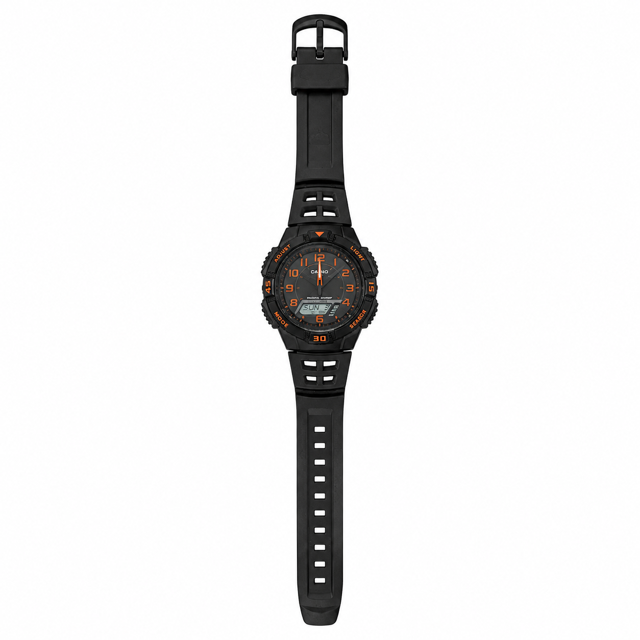 Vintage Casio AQ-S800W-1B2V Tough Solar Black & Orange - Battery Required