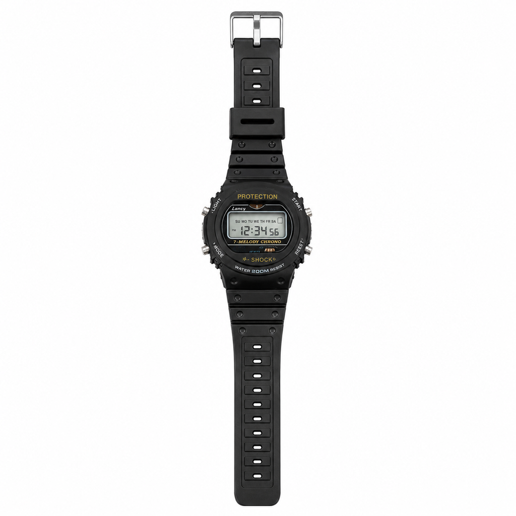 Vintage X-SHOCK 7-Melody Chrono Black Digital Sports Watch - Battery Required