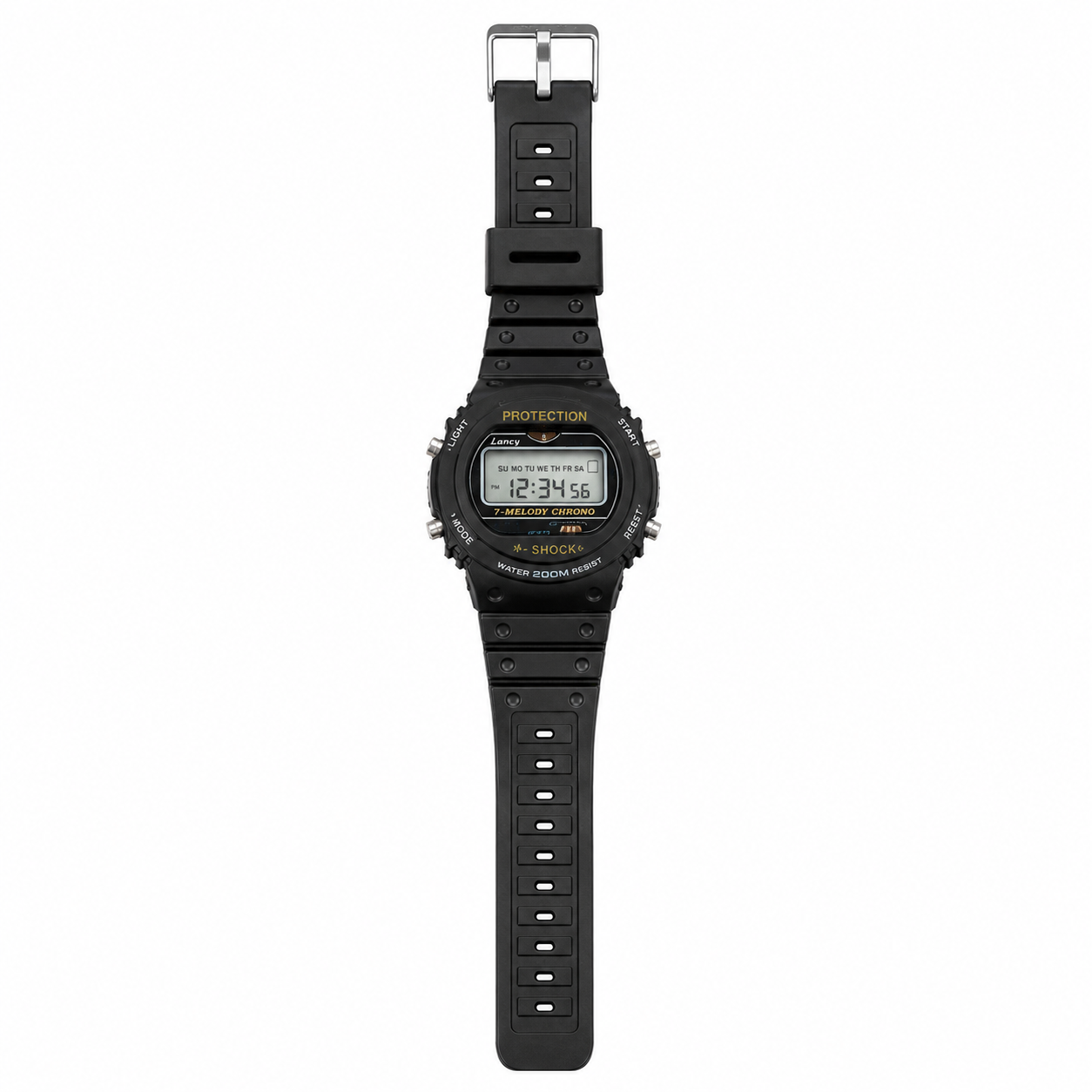 Vintage X-SHOCK 7-Melody Chrono Black Digital Sports Watch - Battery Required