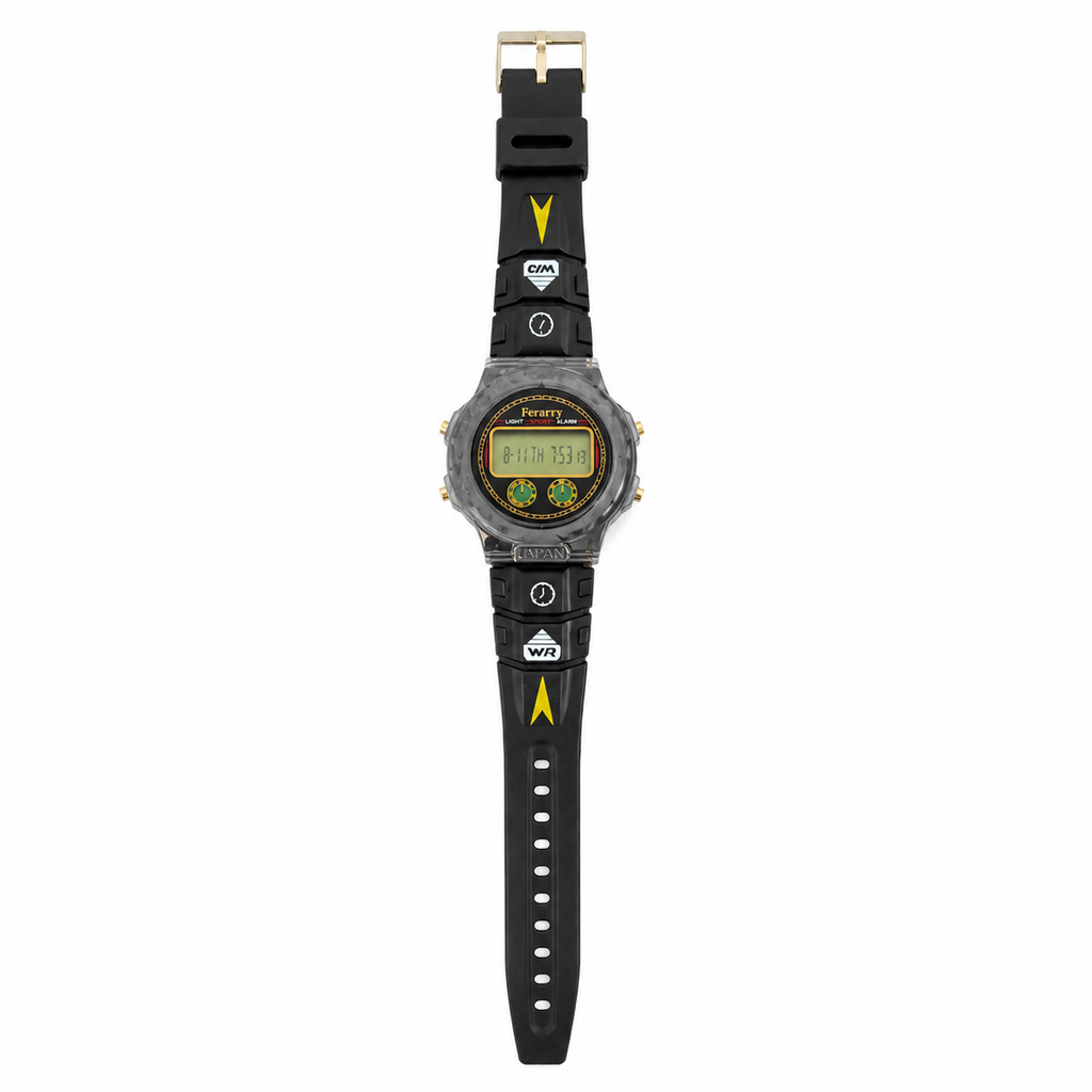Vintage Ferarry Silver-Tone Digital Sports Watch with Black - Battery Required