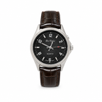 Da Vinci Black Dial Japan Quartz Watch with Brown Leather Strap - Requires a Battery