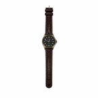 Da Vinci Black Dial Japan Quartz Watch with Brown Leather Strap - Requires a Battery