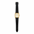 Wynfield Rectangular Gold-Tone Japan Quartz Watch with Black Strap - Requires a Battery