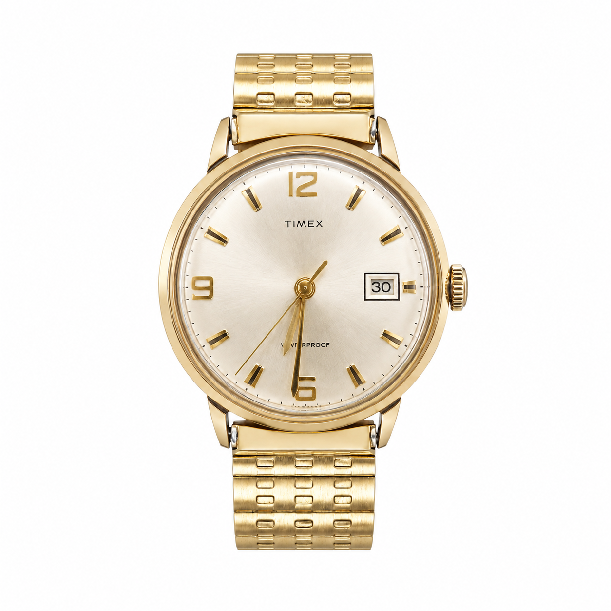 Timex Waterproof Gold-Tone Date Mechanical Watch - Requires Winding
