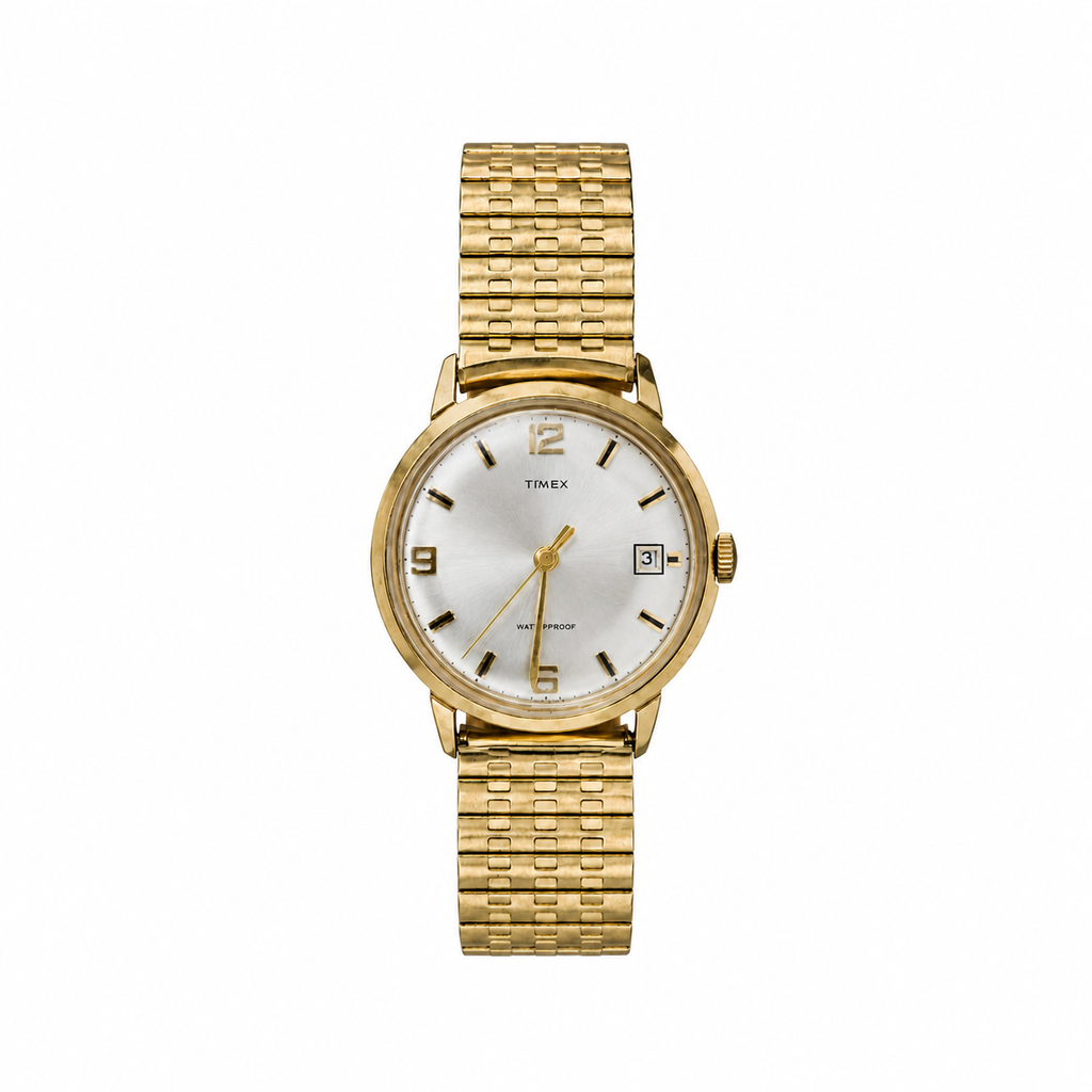 Timex Waterproof Gold-Tone Date Mechanical Watch - Requires Winding