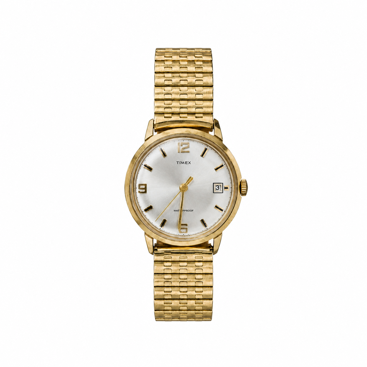 Timex Waterproof Gold-Tone Date Mechanical Watch - Requires Winding