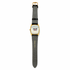 Wynfield Rectangular Gold-Tone Japan Quartz Watch with Black Strap - Requires a Battery