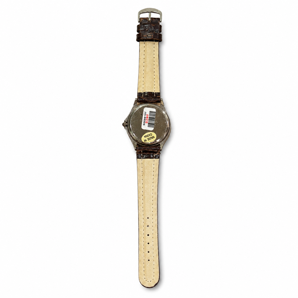 Da Vinci Black Dial Japan Quartz Watch with Brown Leather Strap - Requires a Battery