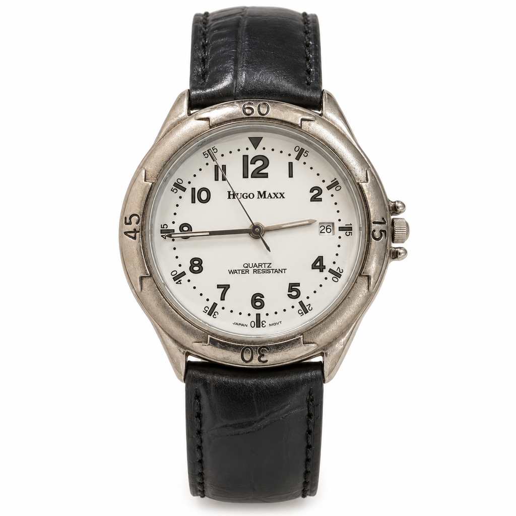 Hugo Maxx White Dial Date Japan Quartz Water-Resistant Watch - Requires a Battery