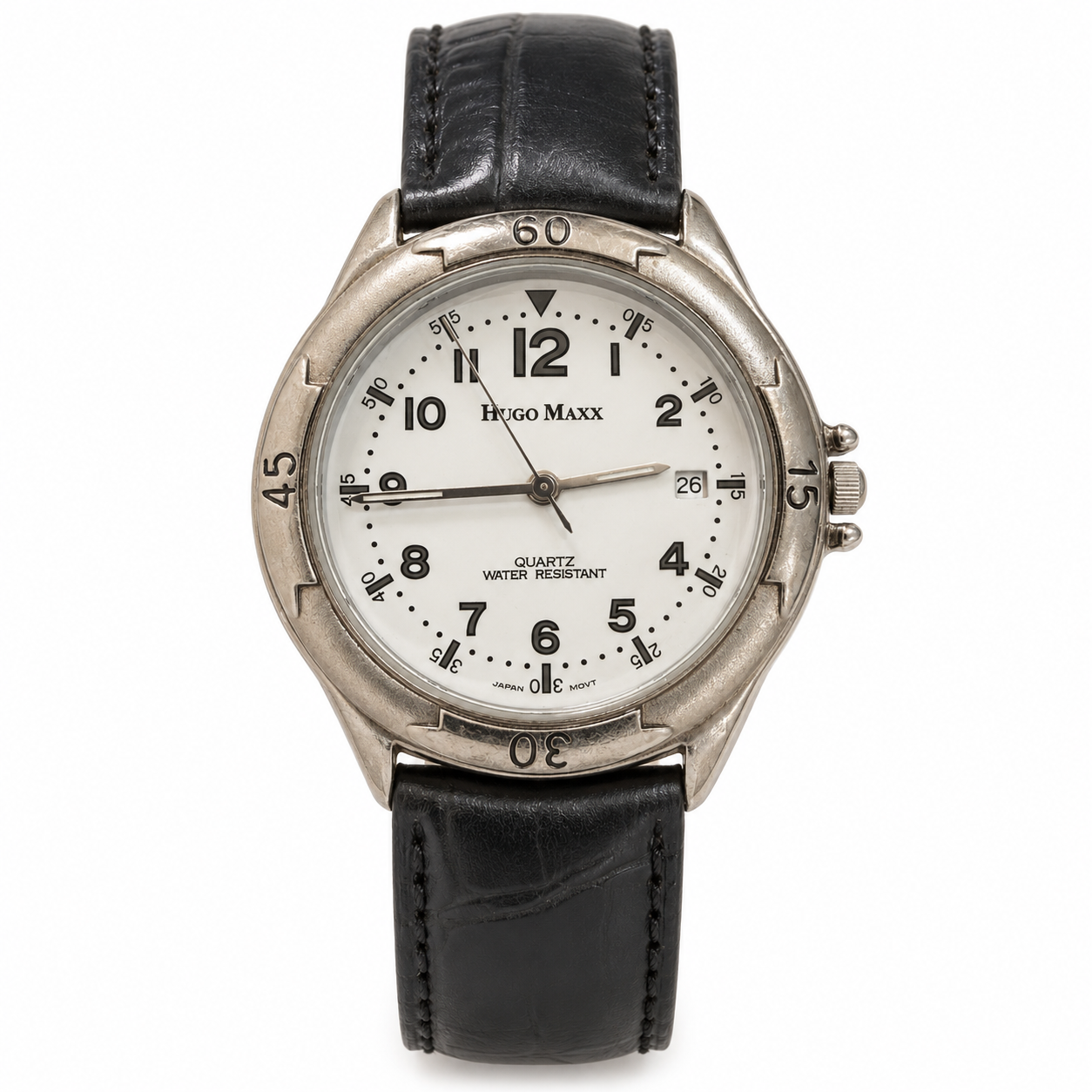 Hugo Maxx White Dial Date Japan Quartz Water-Resistant Watch - Requires a Battery