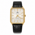 Le Sand Rectangular Gold-Tone Japan Quartz Dress Watch with Black Leather Strap - Requires a Battery