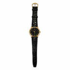 Jacques Edho Paris Gold-Tone Black Dial Dress Watch with Black Leather Strap - Requires a Battery