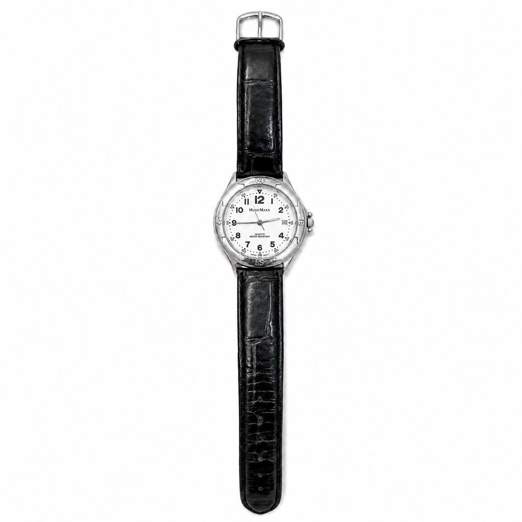 Hugo Maxx White Dial Date Japan Quartz Water-Resistant Watch - Requires a Battery