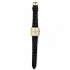 Le Sand Rectangular Gold-Tone Japan Quartz Dress Watch with Black Leather Strap - Requires a Battery