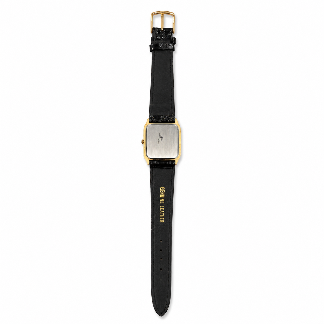 Le Sand Rectangular Gold-Tone Japan Quartz Dress Watch with Black Leather Strap - Requires a Battery