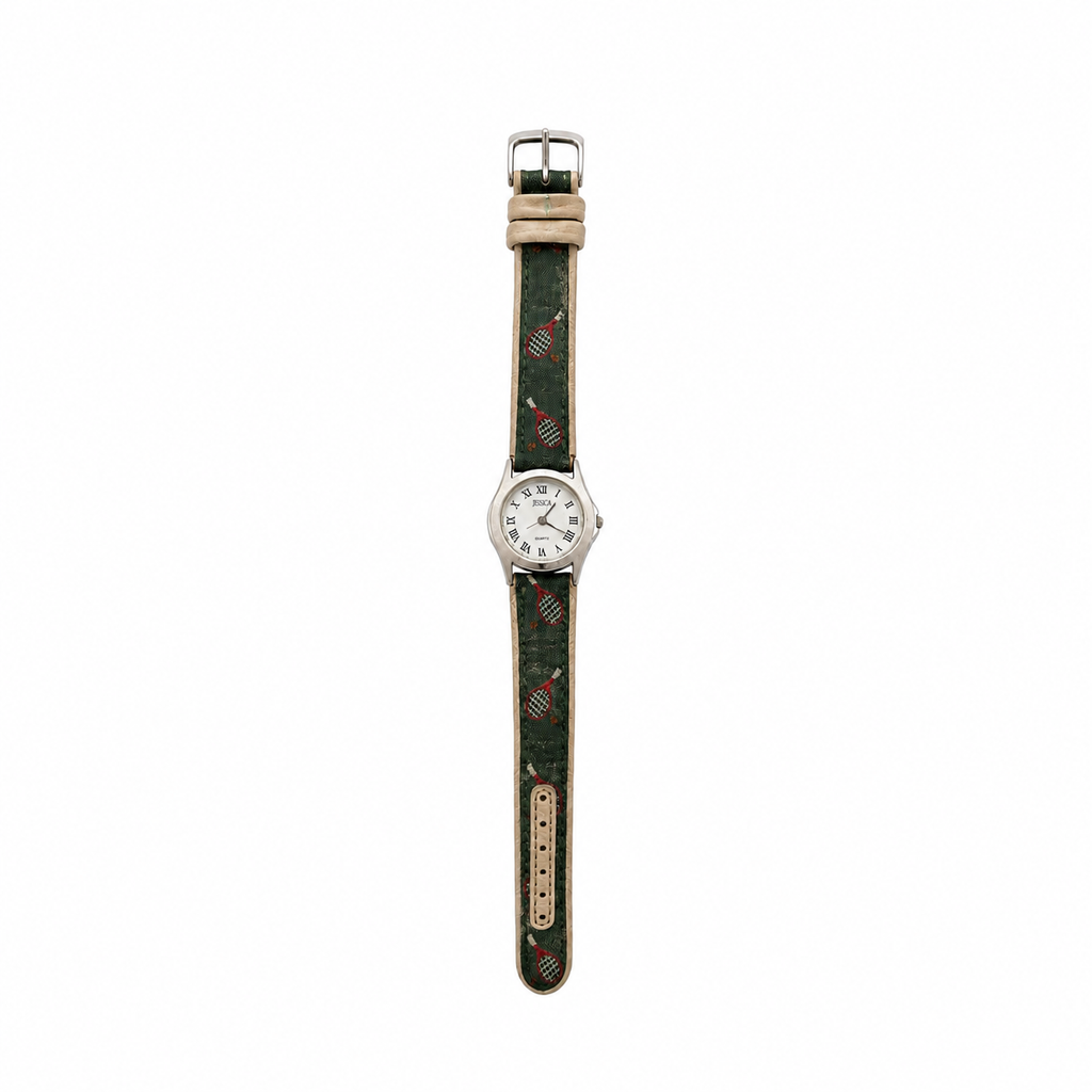 Jessica Roman Numeral Tennis Racket Pattern Quartz Watch - Requires a Battery