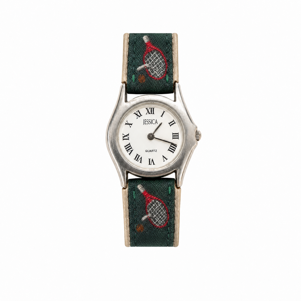 Jessica Roman Numeral Tennis Racket Pattern Quartz Watch - Requires a Battery