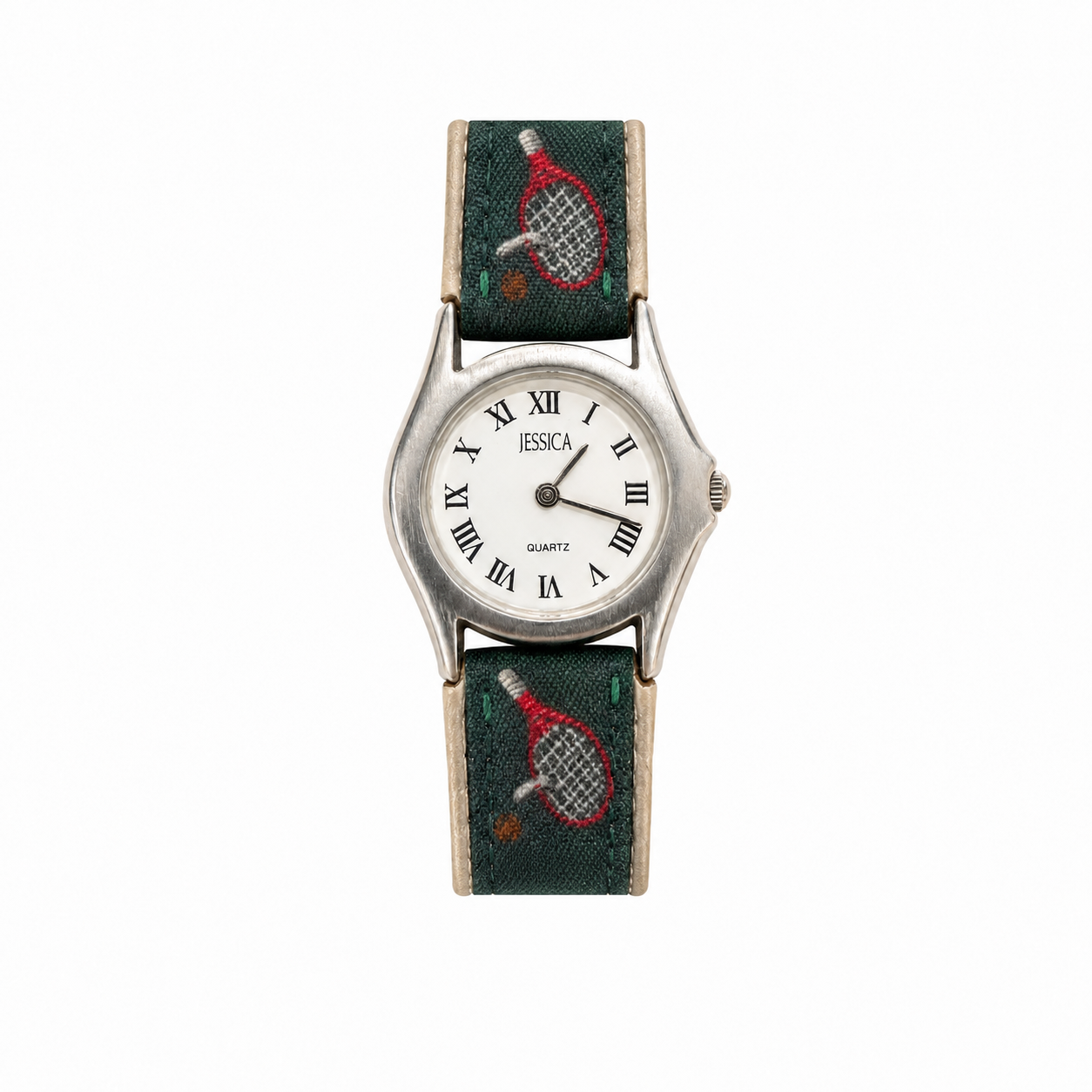 Jessica Roman Numeral Tennis Racket Pattern Quartz Watch - Requires a Battery