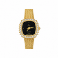 Lize Gold-Tone Crystal Bezel Black Dial Quartz Watch - Requires a Battery