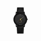 Black Minimalist Swiss Parts Quartz Watch with Black Strap - Requires a Battery