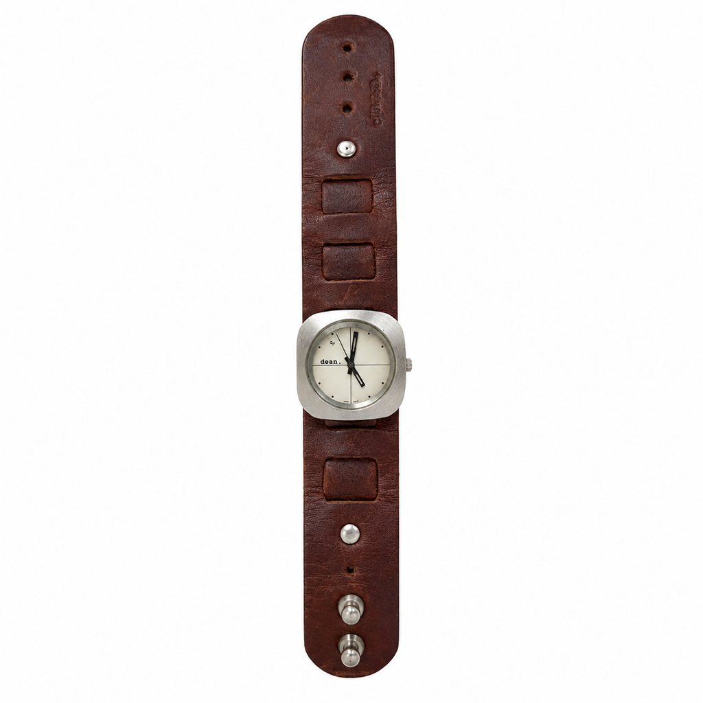 Vintage dean. Minimalist Wide Leather Cuff Quartz Watch - Requires a Battery