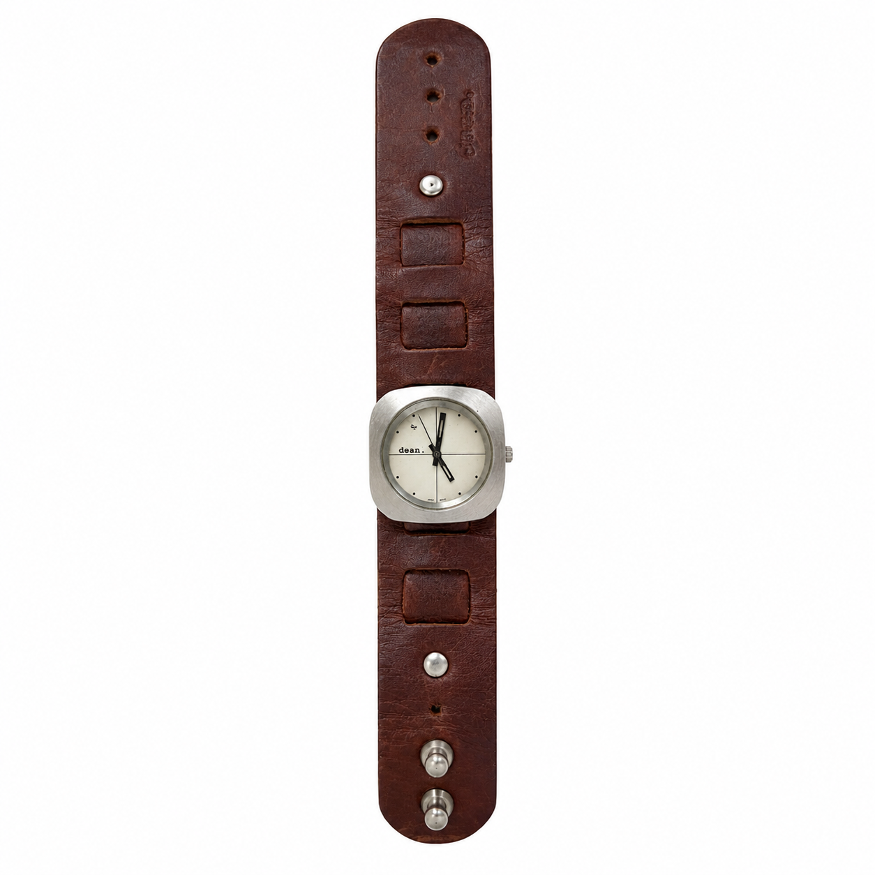 Vintage dean. Minimalist Wide Leather Cuff Quartz Watch - Requires a Battery