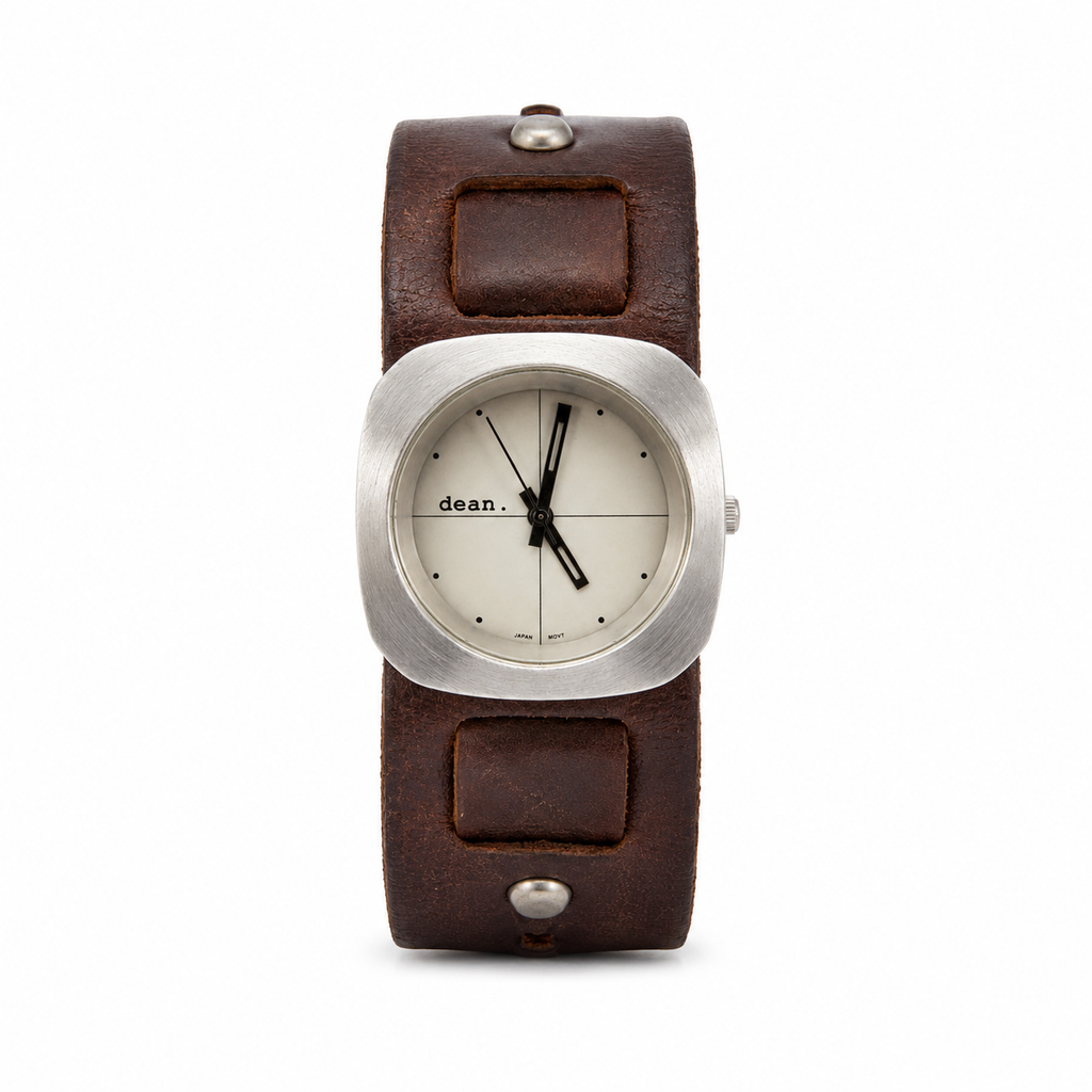 Vintage dean. Minimalist Wide Leather Cuff Quartz Watch - Requires a Battery