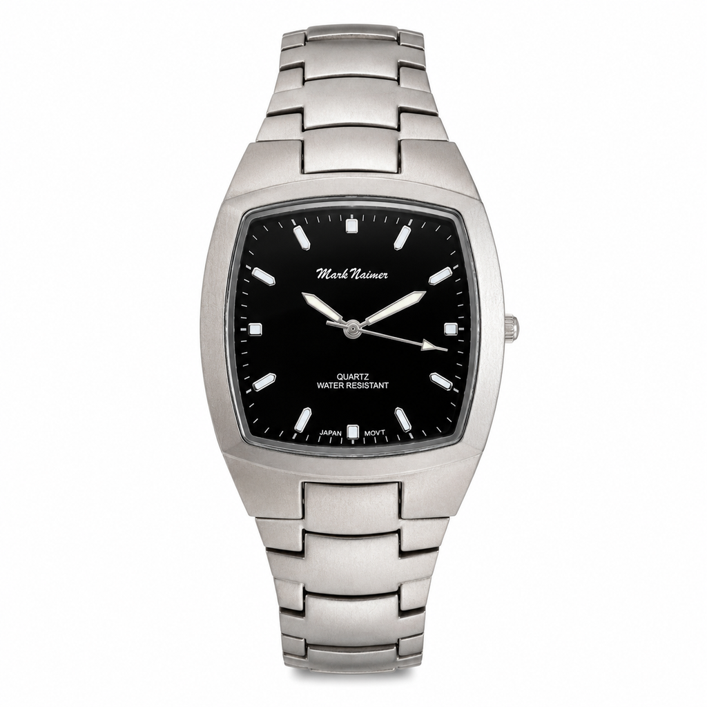 Mark Naimer MN-1075 Quartz Black Dial Stainless Steel Watch - Requires a Battery