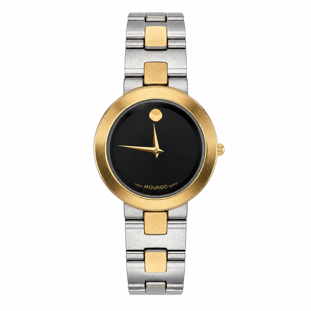 Movado Museum Black Dial Two-Tone Quartz Watch - Requires a Battery