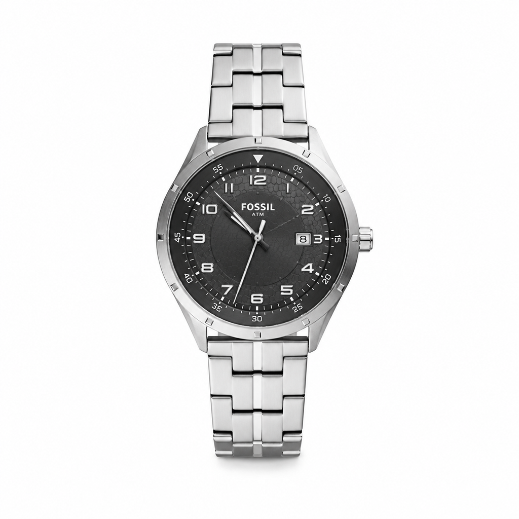 Fossil Stainless Steel Charcoal Dial Sport Quartz Watch - Requires a Battery