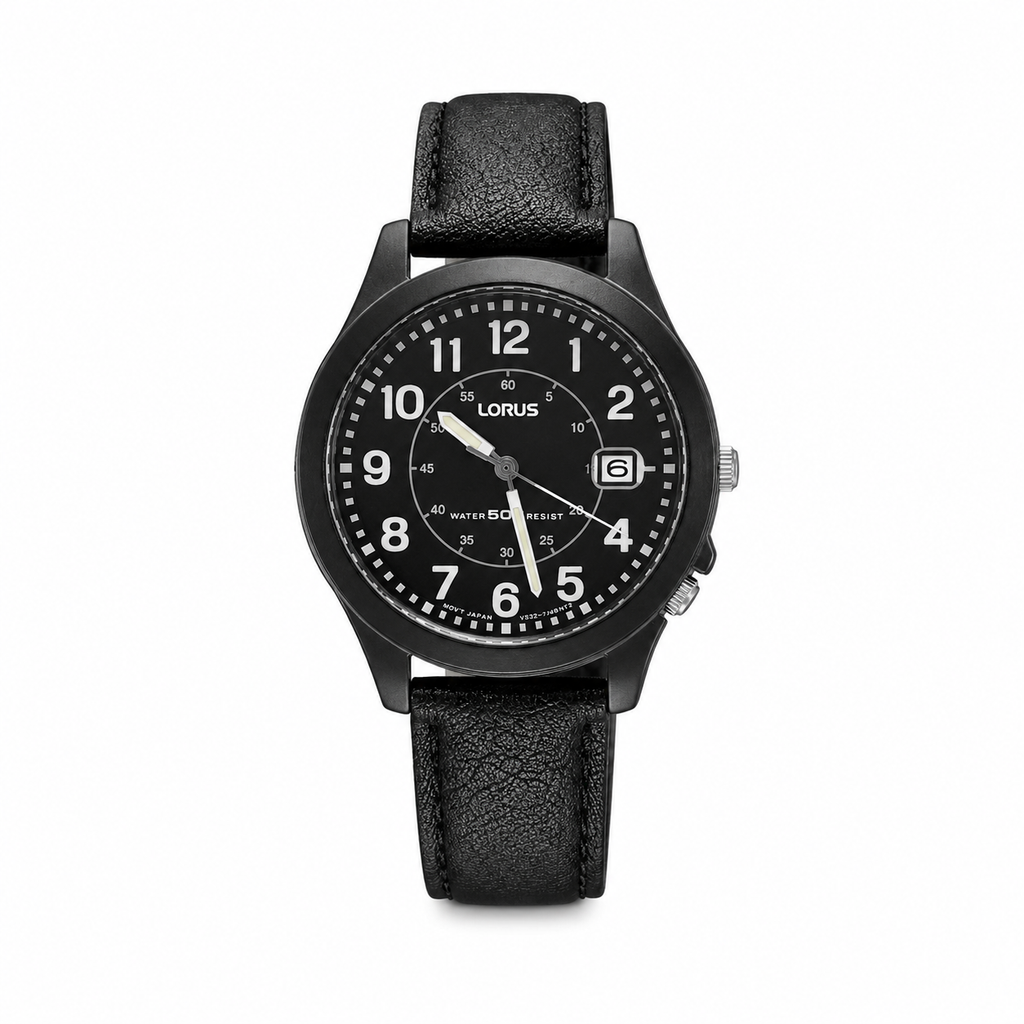 Lorus Black Dial 50M Quartz Date Watch