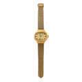 Vintage Timex Gold-Tone Rectangular Watch with Mesh Bracelet